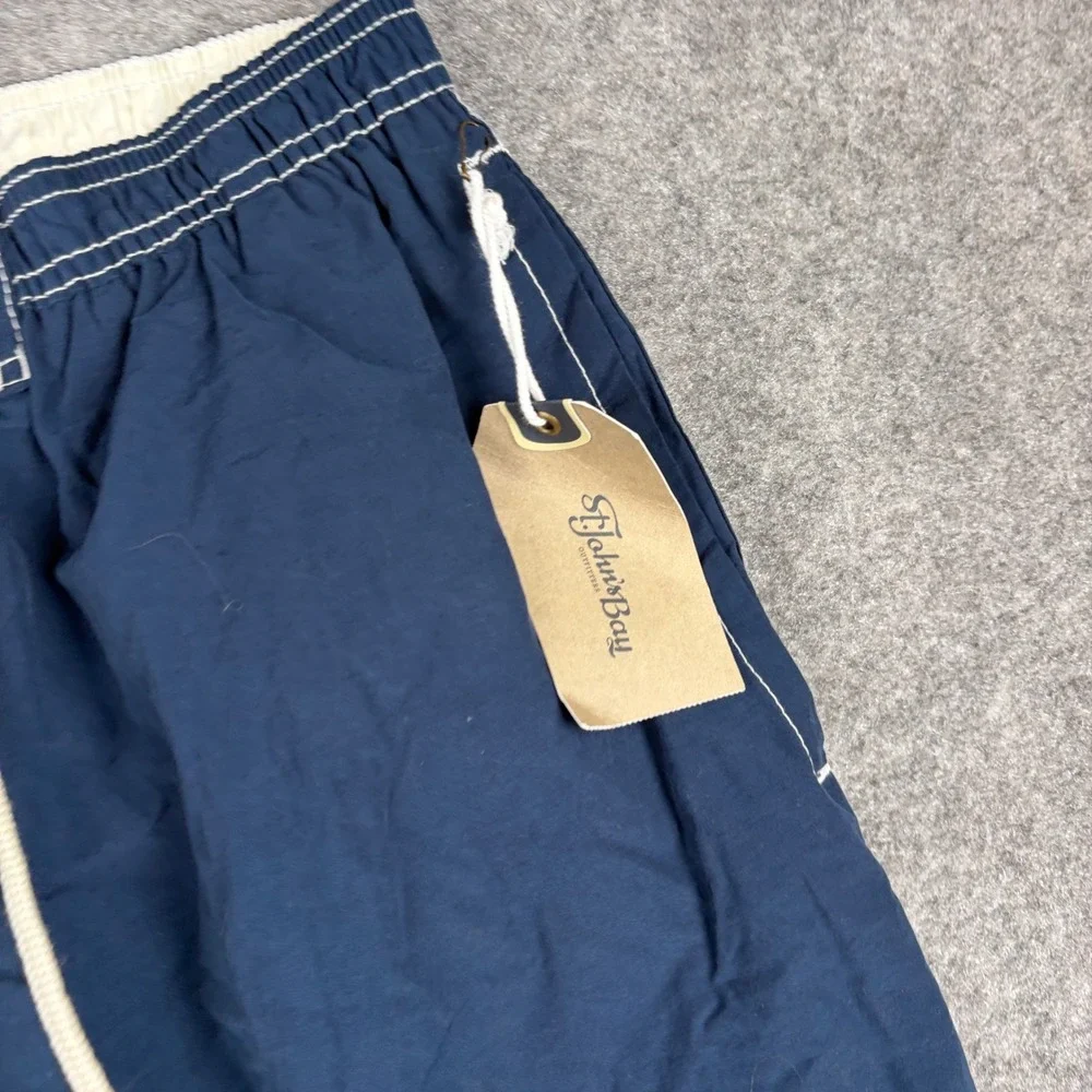 NEW St Johns Bay Swim Trunks Mens Large Blue Herald Cargo Board Shorts